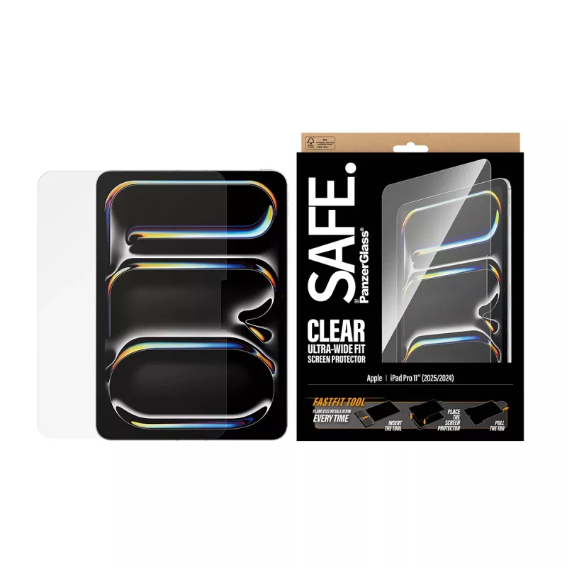PanzerGlass SAFE. by ® Screen Protector iPad Pro 11 inch (2024-2025) | Ultra-Wide Fit w. Fastfit tool