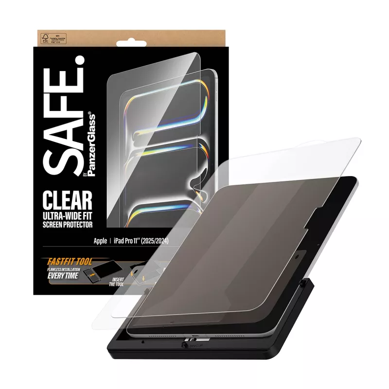 PanzerGlass SAFE. by ® Screen Protector iPad Pro 11 inch (2024-2025) | Ultra-Wide Fit w. Fastfit tool