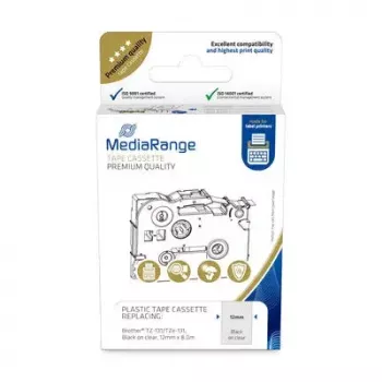 Plastic tape cassette MediaRange TZ-131 12mm black on clear