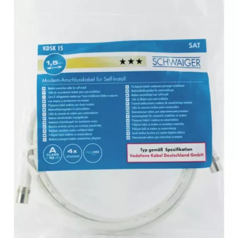 Coaxial Cable Schwaiger KDSK15042 F F 1.5m White