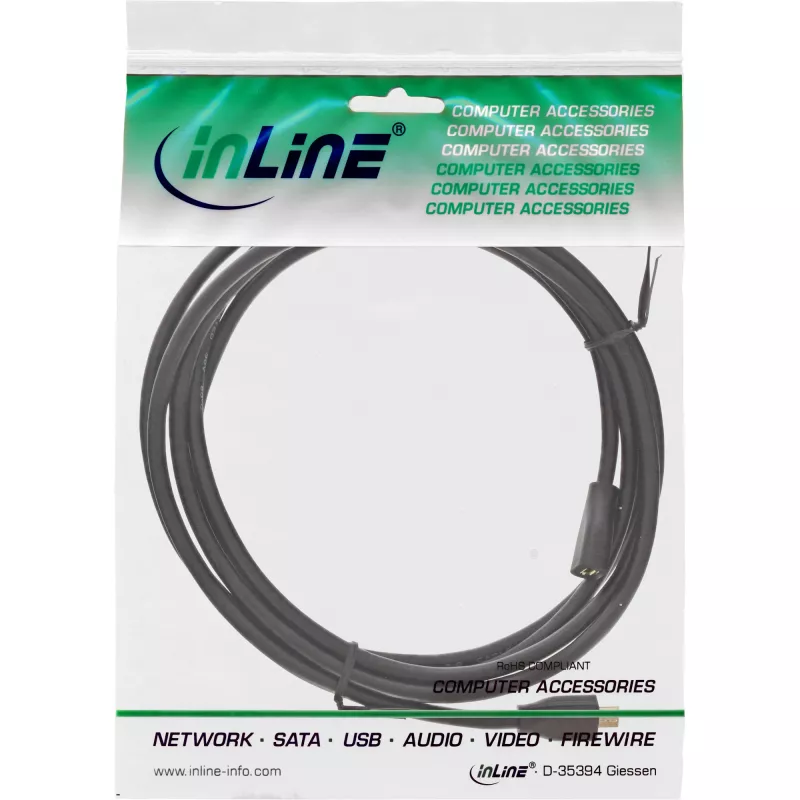 InLine Micro-USB 2.0 extension cable, Micro-B M/F, black/gold, 2m