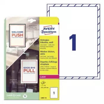 Avery Window Stickers Self-adhesive printer label A4 White 10 pcs