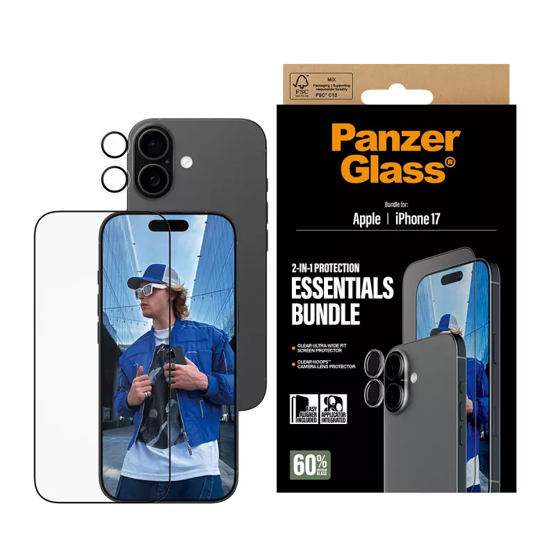 PanzerGlass 2-in-1 Essentials Bundle iPhone 17 Scratch Shock Resistant