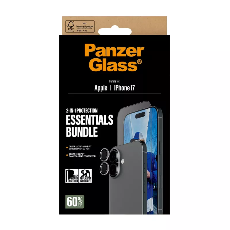 PanzerGlass 2-in-1 Essentials Bundle iPhone 17 Scratch Shock Resistant
