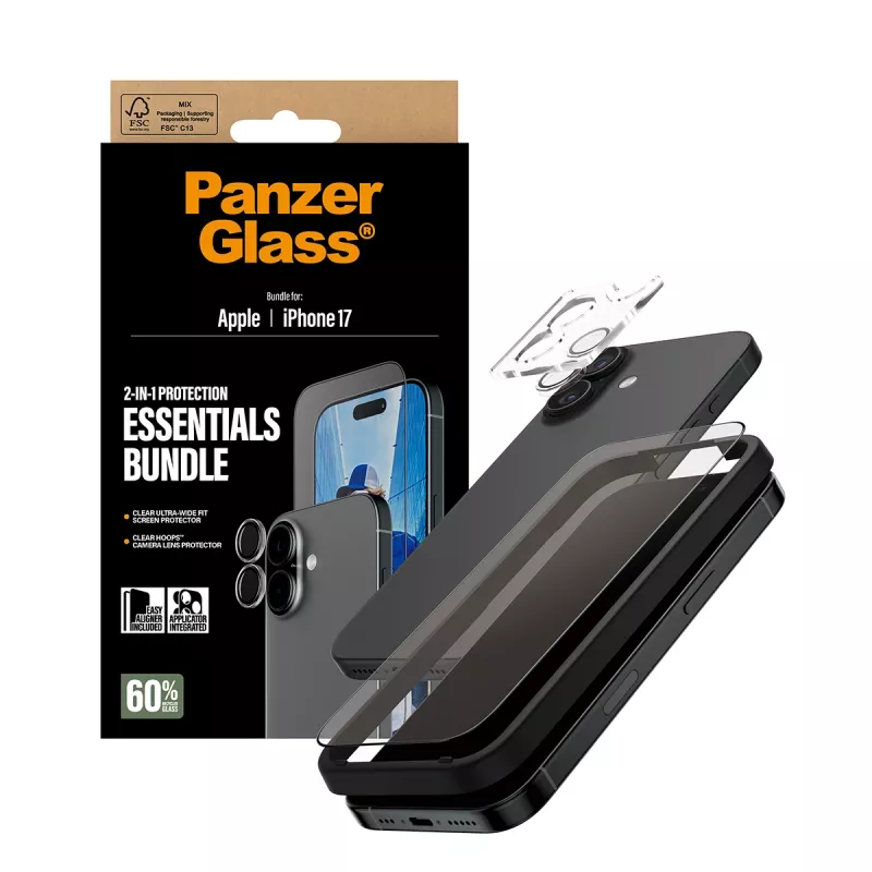 PanzerGlass 2-in-1 Essentials Bundle iPhone 17 Scratch Shock Resistant