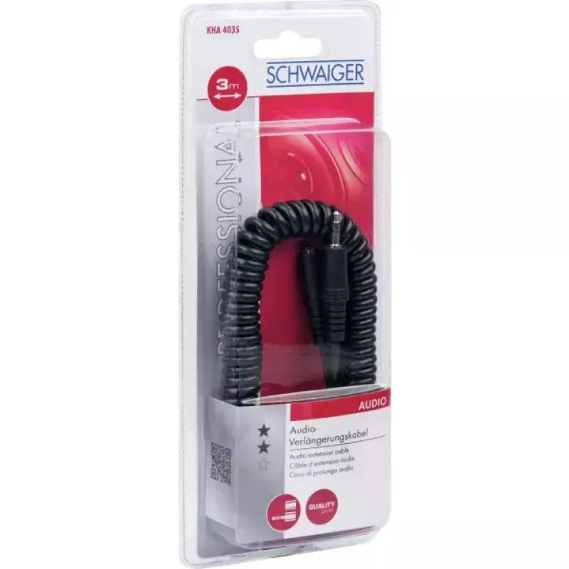 Audio Cable Schwaiger KHA4035 3m 3.5mm Female to Female Black