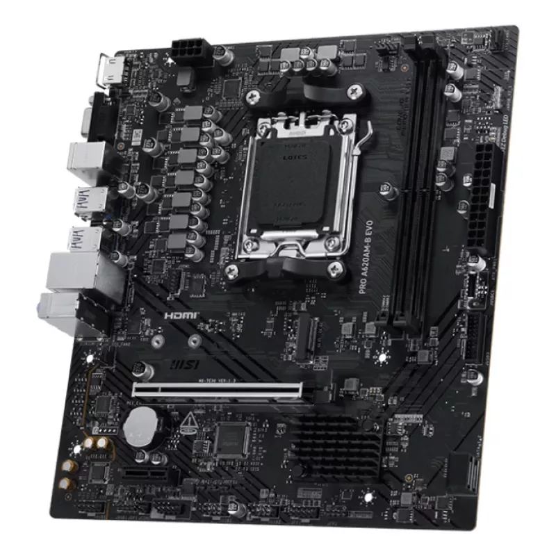 Motherboard MSI PRO A620AM-B EVO ATX — AMD A620A, Socket AM5, DDR5 2× DIMM up to 128 GB, 5 Gb Ethernet, M.2 & SATA III, HDMI 2.1