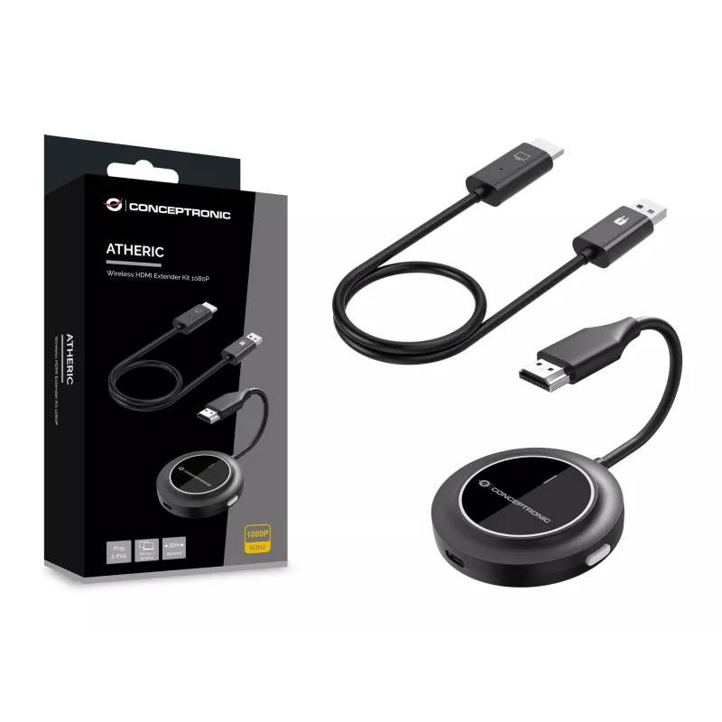Wireless HDMI Extender Kit CONCEPTRONIC ATHERIC02B — dongle, HDMI/USB, 1080p (1920x1080), USB-powered