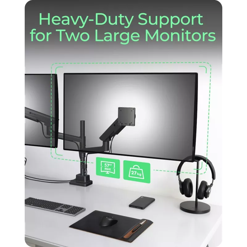 ICY BOX IB-MS702-T monitor mount / stand 144.8 cm (57 inch) Desk Black