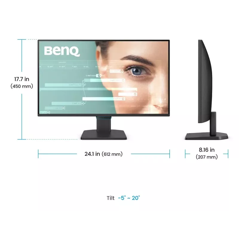 Monitor BenQ 27 inch 1080p FHD Eye-Care — 27 inch (68.6 cm), 1920×1080, 5 ms, IPS/LCD, matt, 16:9, 178°/178°, built-in speakers, VESA, black