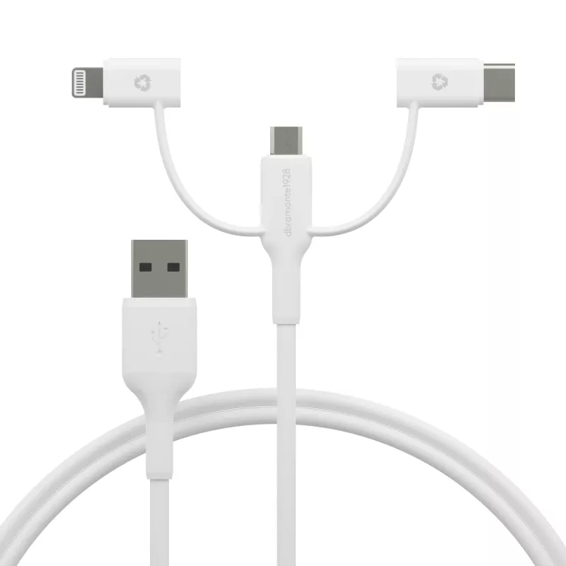 dbramante1928 re-charge - 3in1 Cable–USB A to USB-A,C & Lightn-W