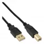 InLine USB 2.0 cable Type A male to Type B female, 1.5 m, black, gold-plated contacts