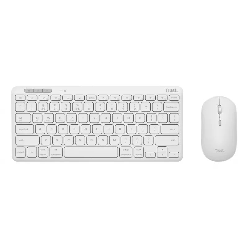 Keyboard and Mouse Set TRUST Lyra Mini Wireless QWERTZ (RF + Bluetooth) White, German layout