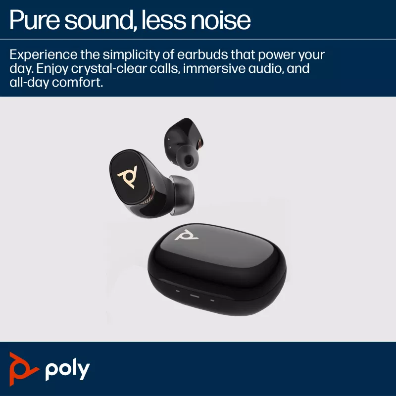 HP Poly Voyager Free 20 Gray Earbuds +Basic Charge Case, Gray, China, Active, Windows 10, Windows 11, MacOS, 157 mm