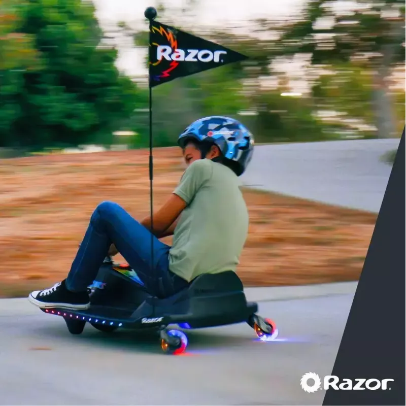 Electric drift kart Razor CRAZY CART Shift Lightshow — rechargeable lithium battery, LED lightshow, 13 km/h, 40 min