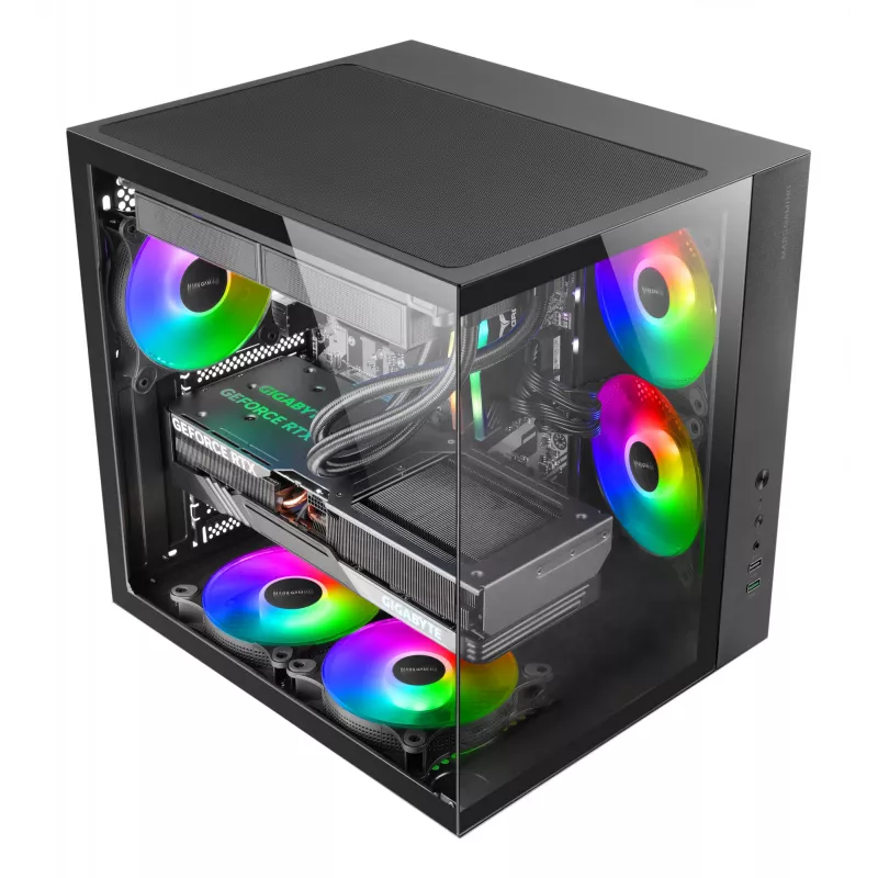 PC Case TACENS Mars Gaming MCV-ONE Midi Tower — Black, ATX/Micro-ATX/Mini-ITX, tempered glass, supports 120 mm fans