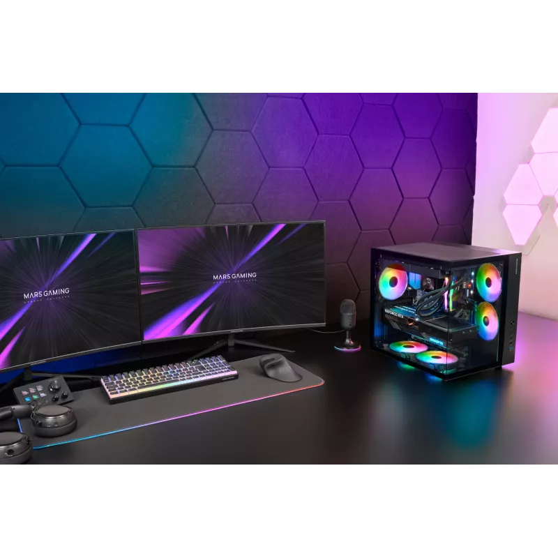 PC Case TACENS Mars Gaming MCV-ONE Midi Tower — Black, ATX/Micro-ATX/Mini-ITX, tempered glass, supports 120 mm fans