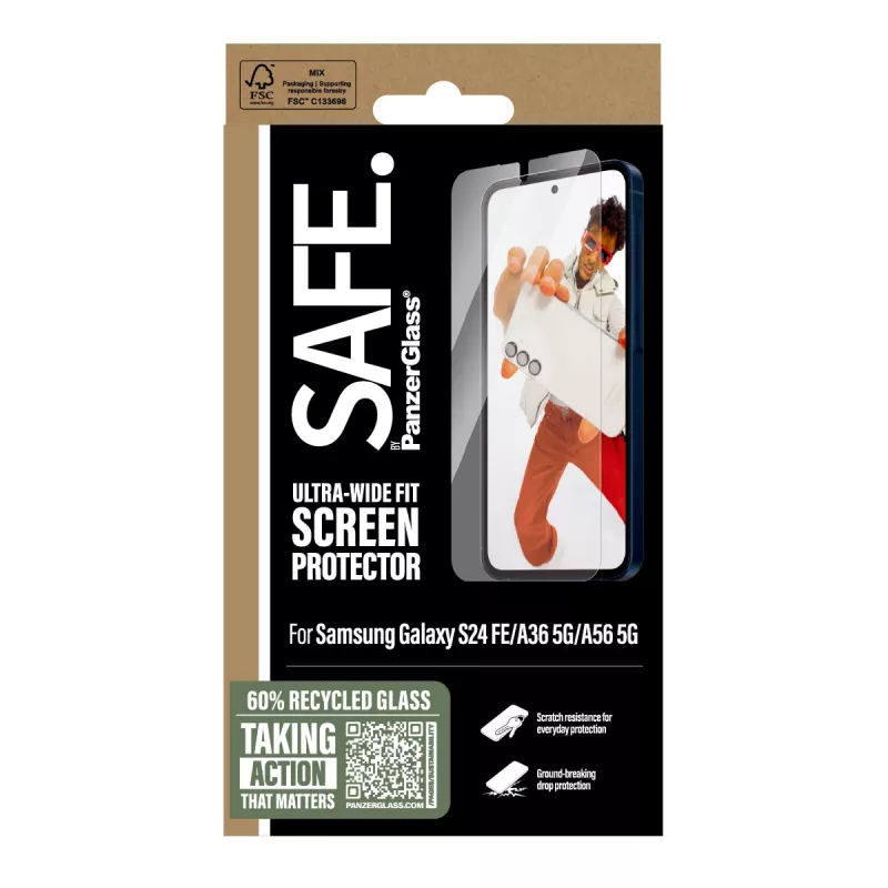 PanzerGlass SAFE. by ® Screen Protector Samsung Galaxy S24 FE | A36 5G | A56 5G | Ultra-Wide Fit