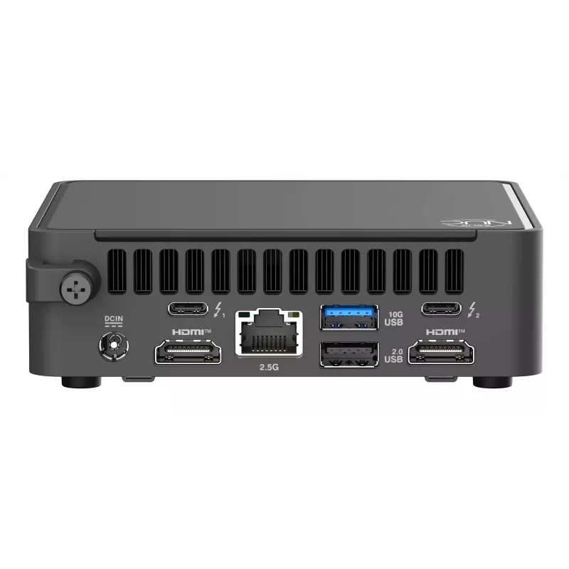 Mini-PC barebone ASUS NUC 15 Pro Slim Kit RNUC15CRKI300000 — Core 3 100U up to 4.7 GHz, no RAM, Intel Graphics, Wi‑Fi 6/7, Bluetooth 5.4, 1Gb + 2.5Gb Ethernet, black