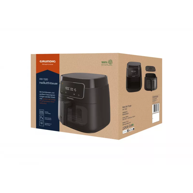 Grundig FRY 7320 Single 7.6 L Stand-alone 1900 W Hot air fryer Black