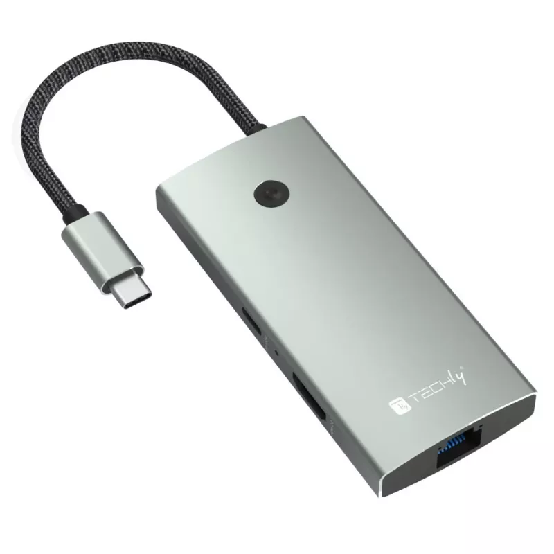 Techly IUSB32C-HUB6HPDI interface hub USB 3.2 Gen 1 (3.1 Gen 1) Type-C 5000 Mbit/s Aluminium