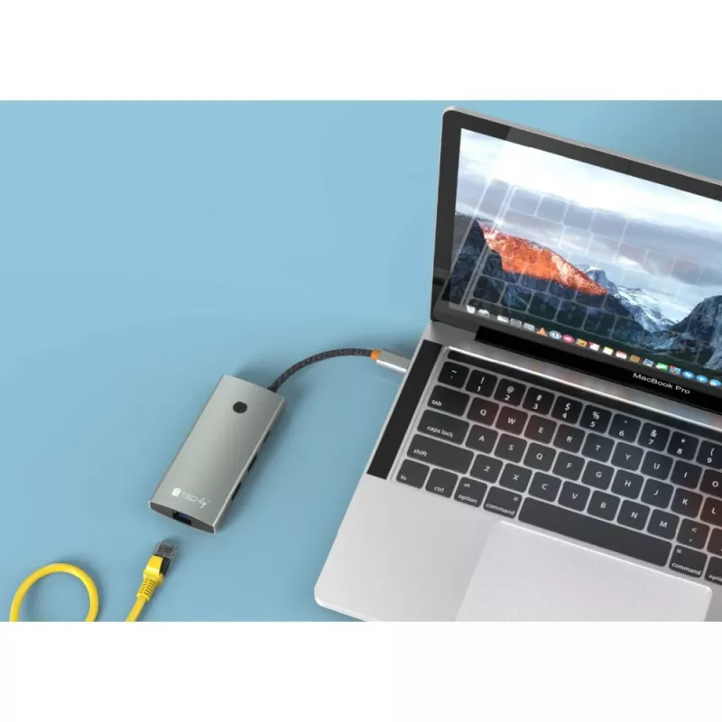Techly IUSB32C-HUB6HPDI interface hub USB 3.2 Gen 1 (3.1 Gen 1) Type-C 5000 Mbit/s Aluminium