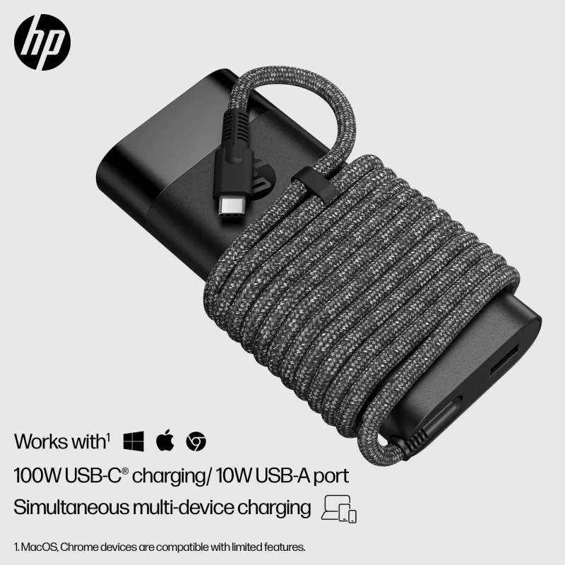 HP 110W USB-C Laptop Charger, Laptop, Indoor, 43 - 63 Hz, 110 W, 5V/9V/12V/15V/20V, 1.6 A