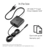 AC USB-C Travel Power Adapter 65W — HP — compact 100–240V indoor charger, black, 74×74×28.5 mm
