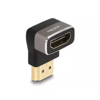 DeLOCK HDMI Adapter male to female 90° upwards angled 8K 60 Hz grey metal