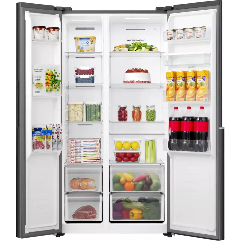 Gorenje Side by Side Fridge NRS917E41BXWD, Freestanding, American Door, Black, 2 Doors, Touch, LED