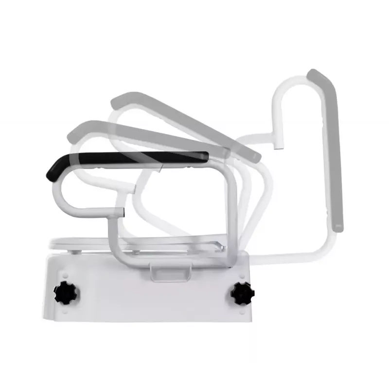 Raised toilet seat with arm supports ActionMed NT200AM — white, width 560 mm, max user weight 136 kg, lockable, assisted height adjustment