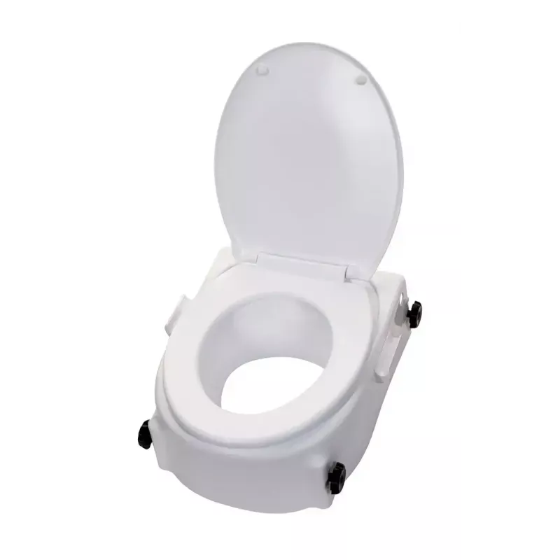 Raised toilet seat with arm supports ActionMed NT200AM — white, width 560 mm, max user weight 136 kg, lockable, assisted height adjustment