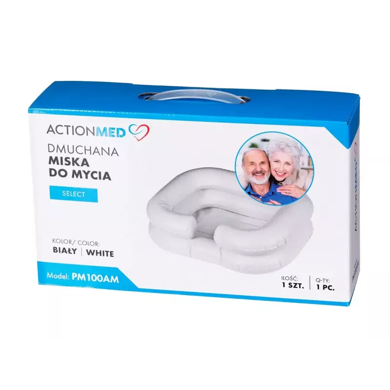 Inflatable washing basin ActionMed PM100AM — rectangular hygiene and rehabilitation bowl with pump, white