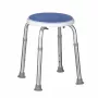 Shower swivel stool ActionMed KP400AM — round compact rotating shower seat, adjustable height, 4 legs, non-slip feet, silver