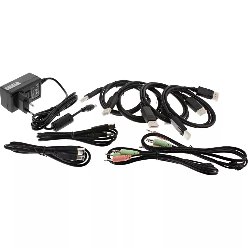 InLine KVM Desktop Switch, 2-port, Dual Monitor DP 1.2, 4K, USB 3.0, Audio