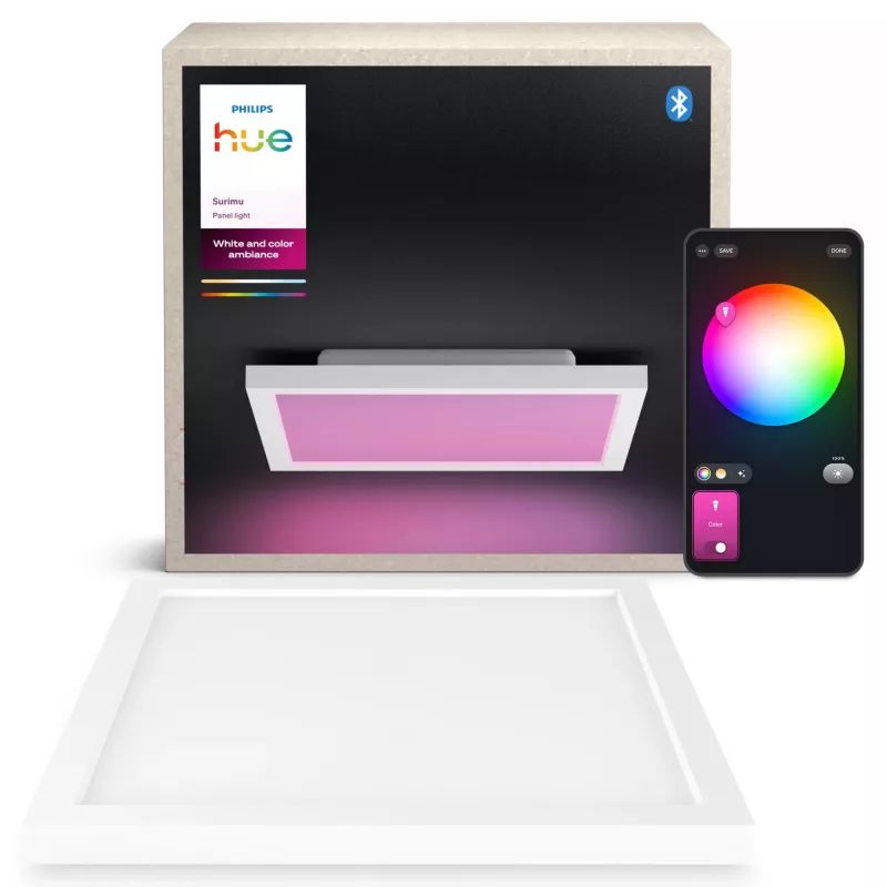 Philips Surimu Square Panel, Smart ceiling light, Bluetooth/Zigbee, White, Aluminium, Multi, 2000 K