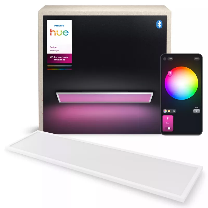 Philips Surimu Rectangle Panel smart ceiling light, Bluetooth/Zigbee, 1200×300×48 mm, 220–240 V, white
