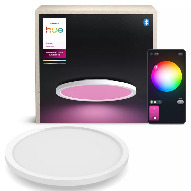 Philips Surimu Round Panel, Smart ceiling light, Bluetooth/Zigbee, White, Aluminium, Multi, 2000 K