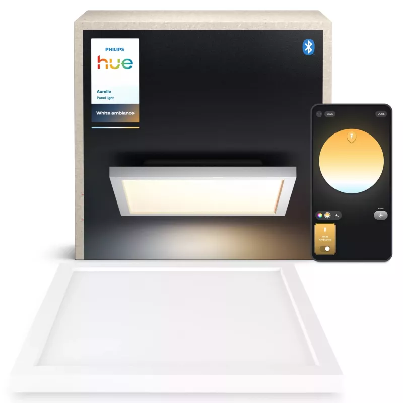Philips Aurelle Square Panel Light, Smart ceiling light, Bluetooth/Zigbee, White, LED, Aluminium, Variable