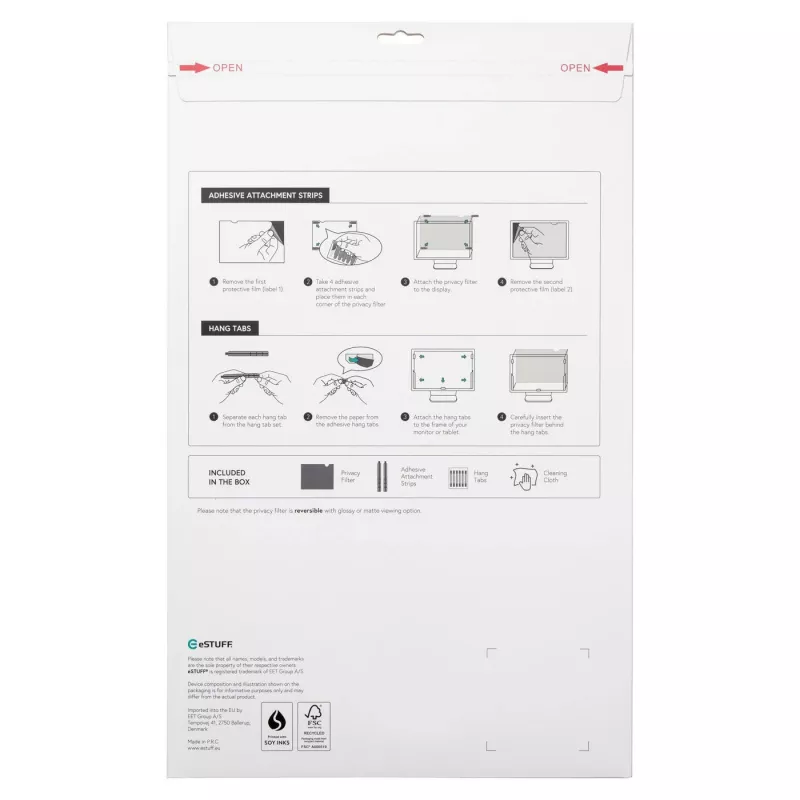 Frameless display privacy filter eSTUFF GLBB551210680 55 inch 16:9