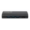 Manhattan USB-C Dock/Hub with Card Reader, Ports (x5): Ethernet, USB-A (3) and USB-C, 5 Gbps (USB 3.2 Gen1 aka USB 3.0), With Power Delivery (100W) to USB-C Port (Note additional USB-C wall charger and USB-C cable needed), Universal for all devices, Aluminium