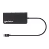 Manhattan USB-C Dock/Hub with Card Reader, Ports (x5): Ethernet, USB-A (3) and USB-C, 5 Gbps (USB 3.2 Gen1 aka USB 3.0), With Power Delivery (100W) to USB-C Port (Note additional USB-C wall charger and USB-C cable needed), Universal for all devices, Aluminium