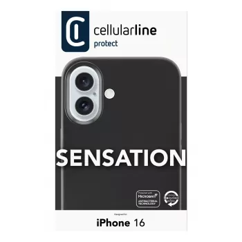 Cellularline Sensation - iPhone 16 Soft-touch silicone case, Cover, Apple, iPhone 16, 15.5 cm (6.1 inch), Black