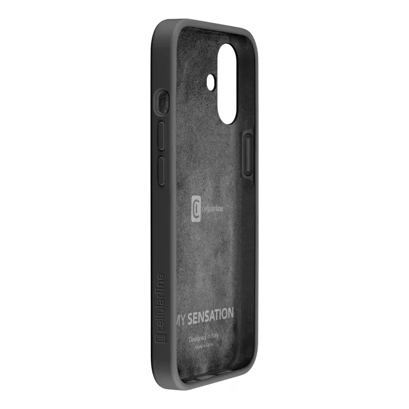 Cellularline Sensation - iPhone 16 Soft-touch silicone case, Cover, Apple, iPhone 16, 15.5 cm (6.1 inch), Black