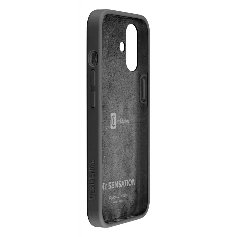 Cellularline Sensation - iPhone 16 Soft-touch silicone case, Cover, Apple, iPhone 16, 15.5 cm (6.1 inch), Black
