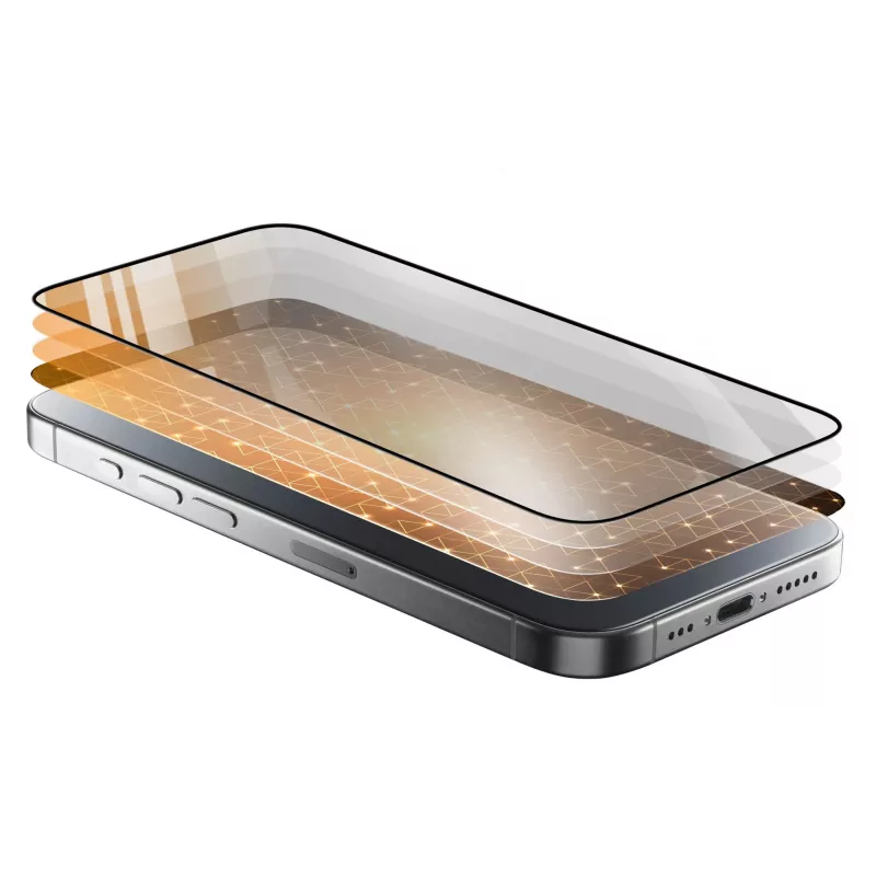 Cellularline Fortified Xtreme Glass - iPhone 16 Ultra-protective tempered glass with reinforced edges, easy to apply and ultra-resistant