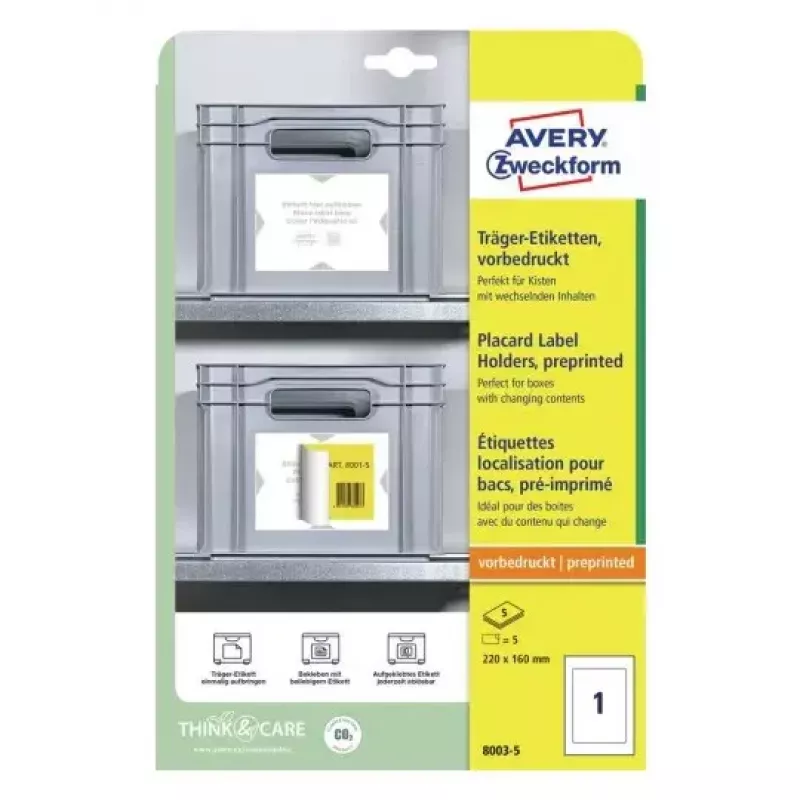 Avery Placard Label Holders A4 Light Grey 22x16cm 5 Labels