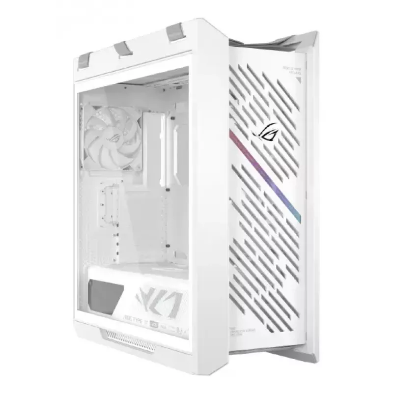 PC Case ASUS ROG Strix Helios II Midi Tower White — supports EATX/ATX/Micro‑ATX/Mini‑ITX, 3x140mm front + 1x140mm rear, 2×3.5 inch + 4×2.5 inch bays, tempered glass