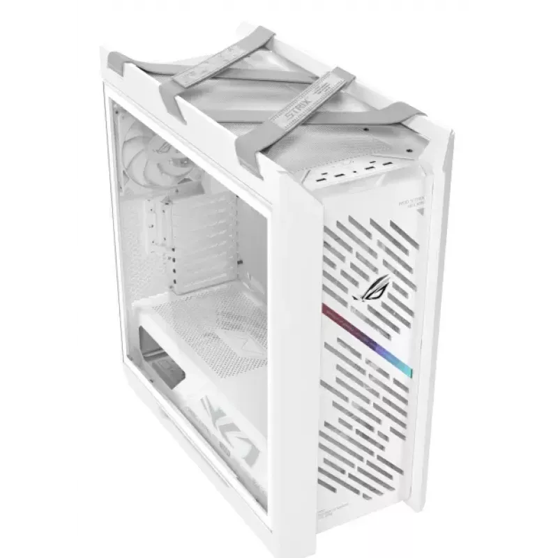 PC Case ASUS ROG Strix Helios II Midi Tower White — supports EATX/ATX/Micro‑ATX/Mini‑ITX, 3x140mm front + 1x140mm rear, 2×3.5 inch + 4×2.5 inch bays, tempered glass
