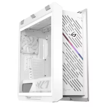 PC Case ASUS ROG Strix Helios II Midi Tower White — supports EATX/ATX/Micro‑ATX/Mini‑ITX, 3x140mm front + 1x140mm rear, 2×3.5 inch + 4×2.5 inch bays, tempered glass